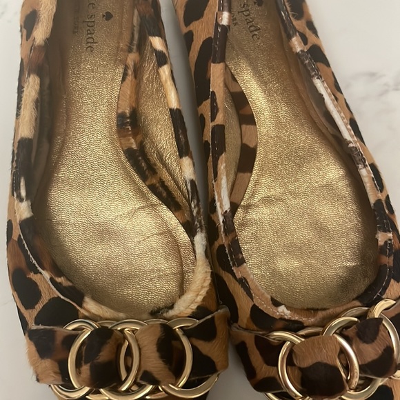 KATE SPADE Eryn Leopard Chain Link Pointed Flats - Picture 5 of 11